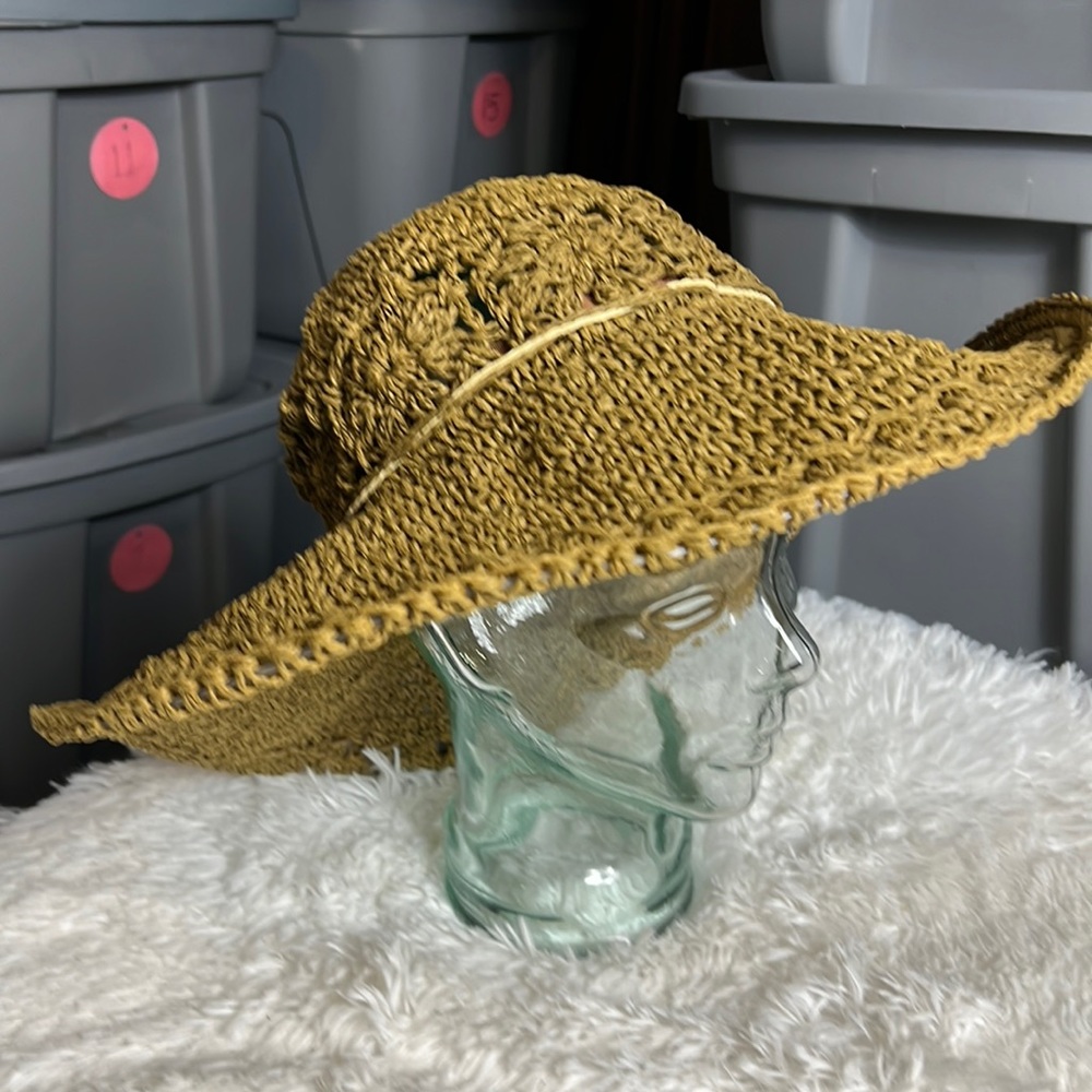 Boho Woven Brown Sun Beach Packable Hat